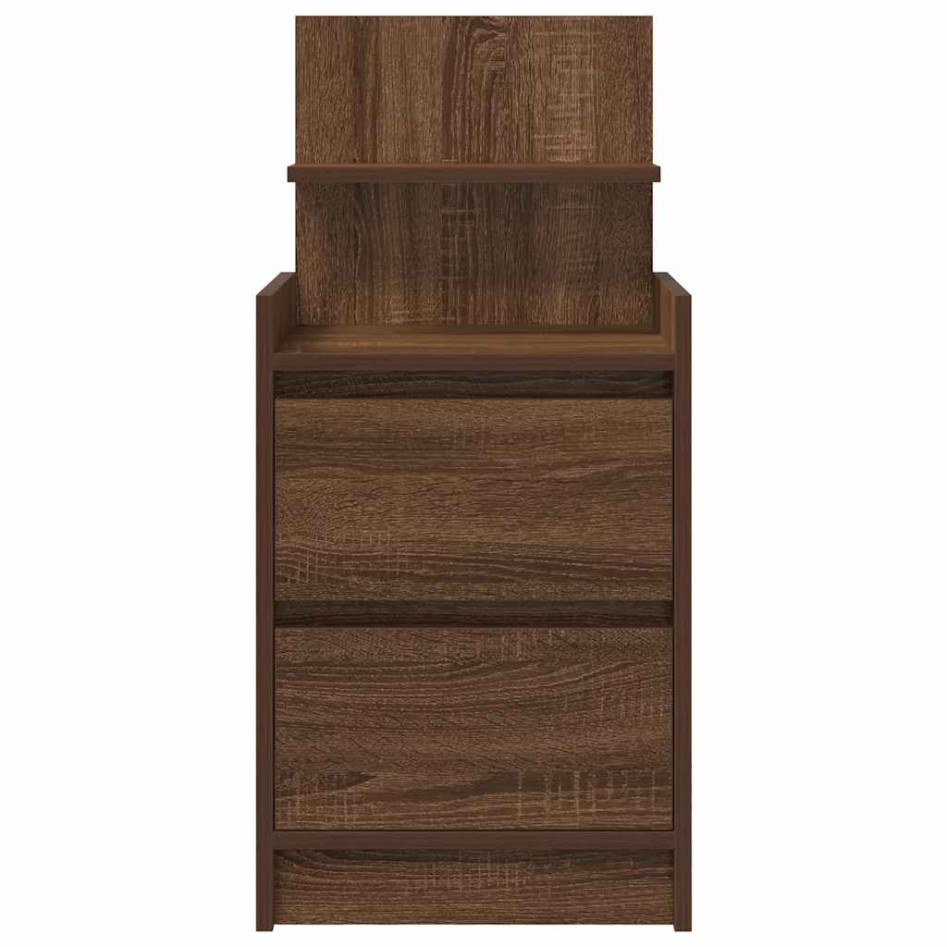 Mesilla de noche con 2 cajones roble marrón 38x34x80