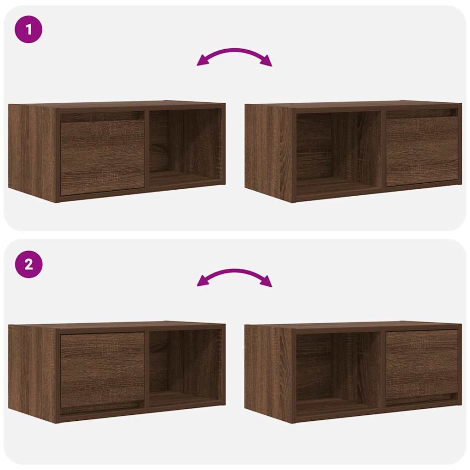Muebles de TV 2uds Roble marrón 60x31x25,5 cm Madera