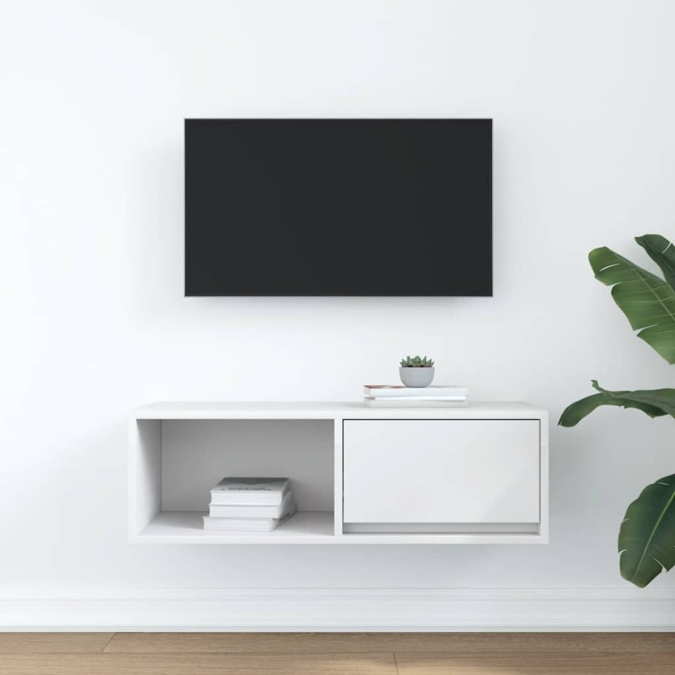 Mueble de TV de madera de ingeniería blanco 80x31x25,5