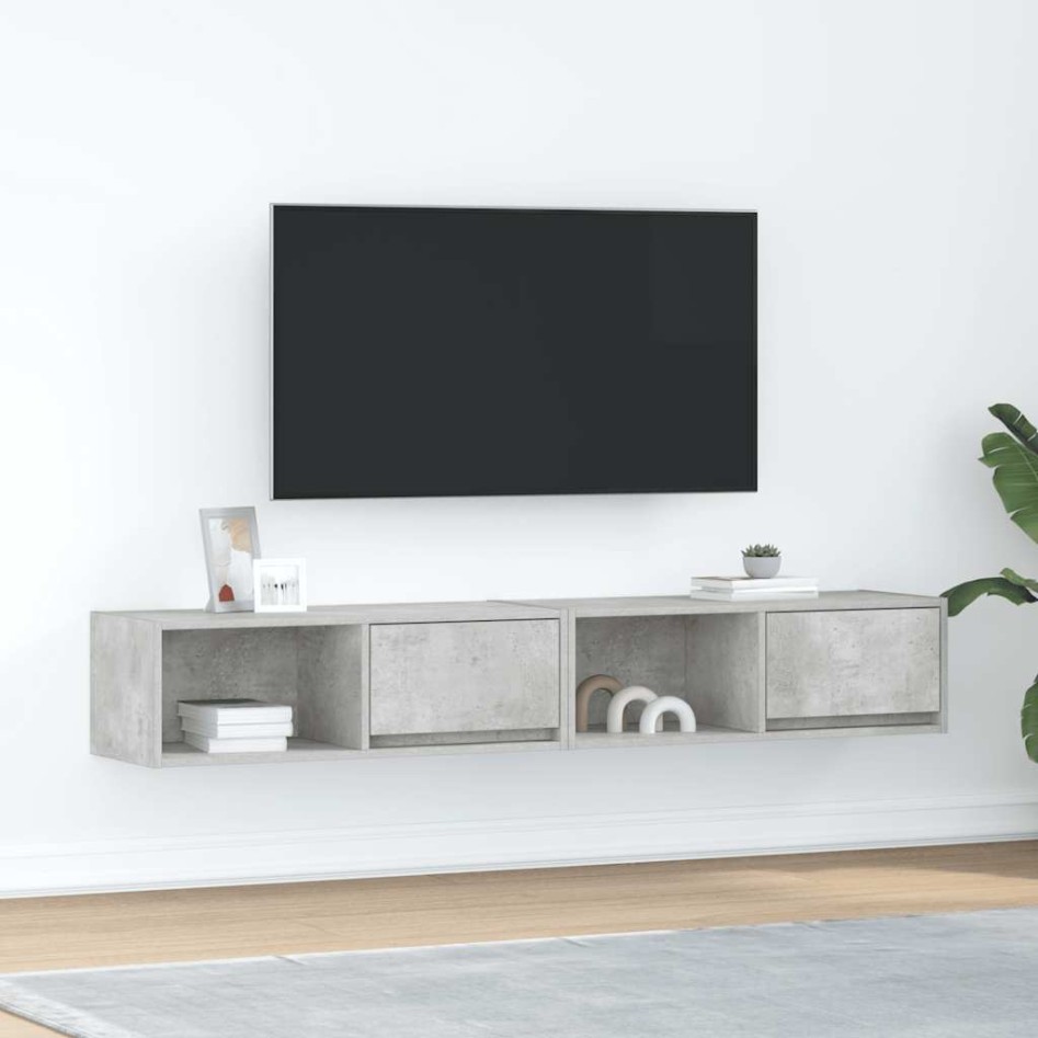 Muebles de TV 2uds madera ingeniería gris hormigón
