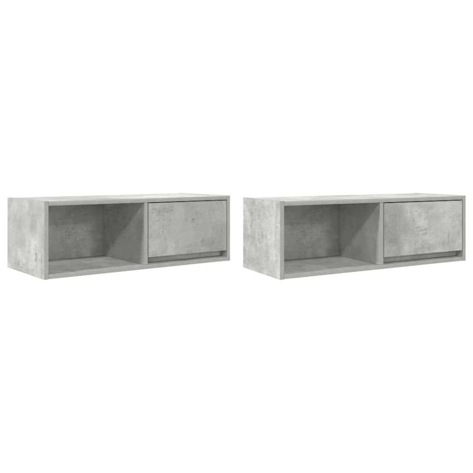 Muebles de TV 2uds madera ingeniería gris hormigón
