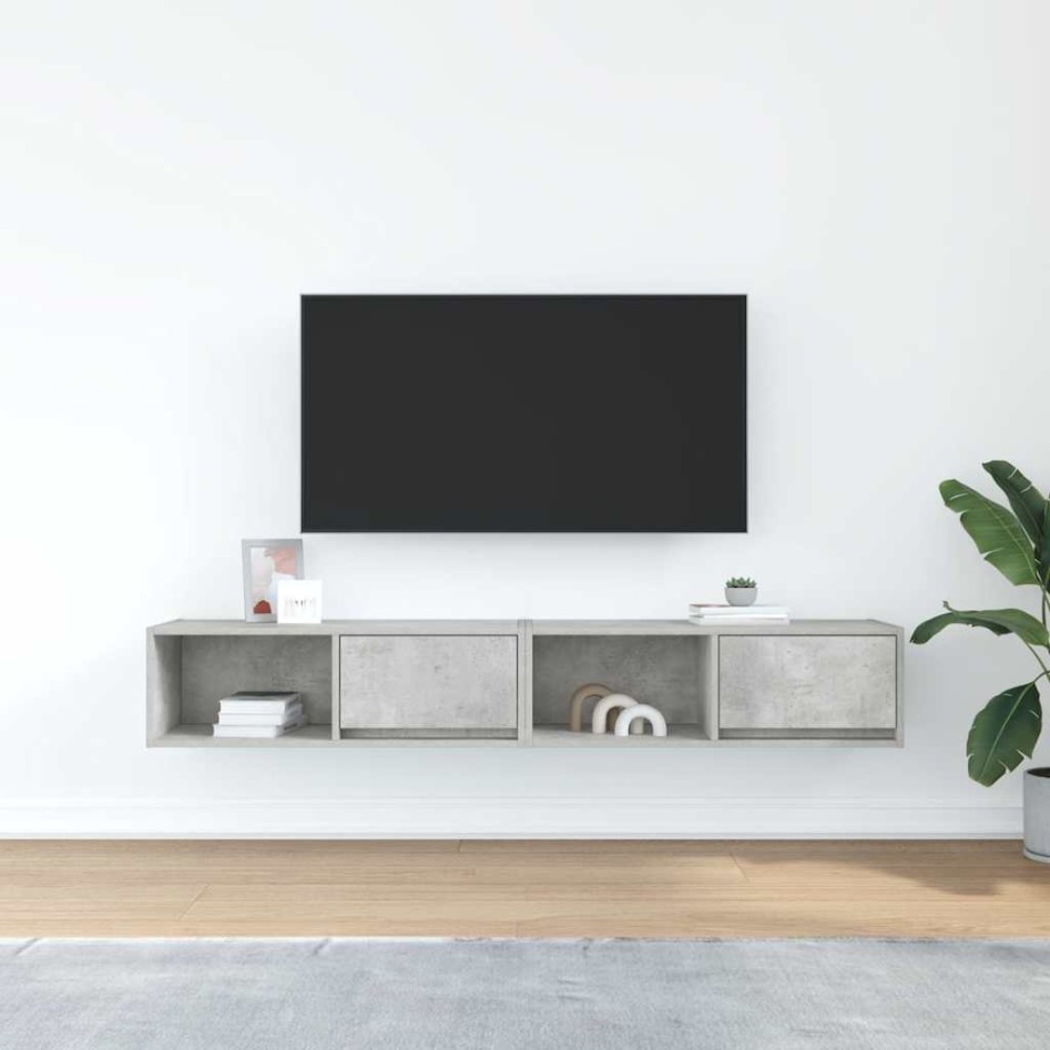Muebles de TV 2uds madera ingeniería gris hormigón