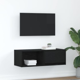 Mueble de TV de madera de roble negro 80x31x25,5