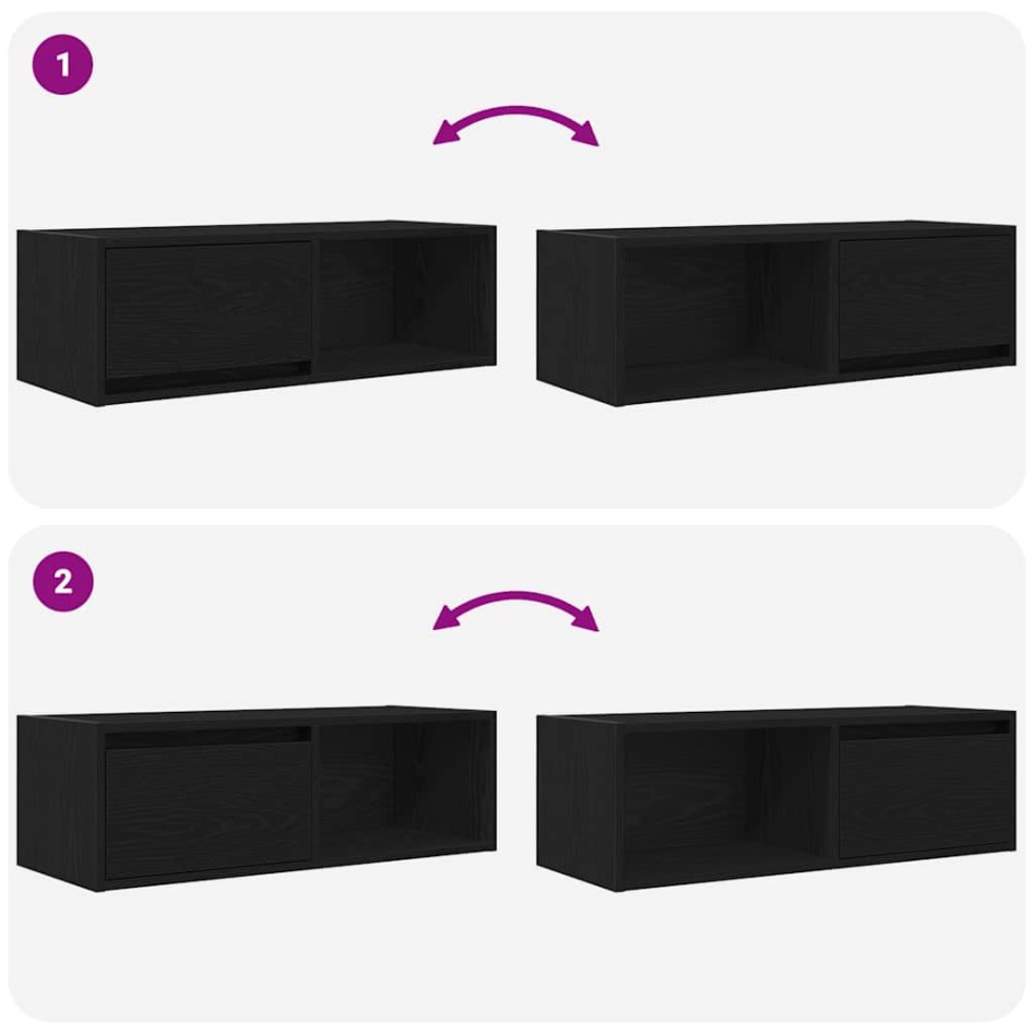 Mueble de TV de madera de roble negro 80x31x25,5