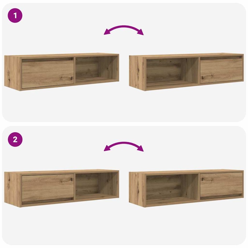 Muebles para TV 2 uds madera roble artisan 100x31x25,5