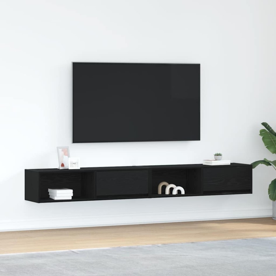 Muebles de TV 2 uds Roble Negro 100x31x25,5cm Madera