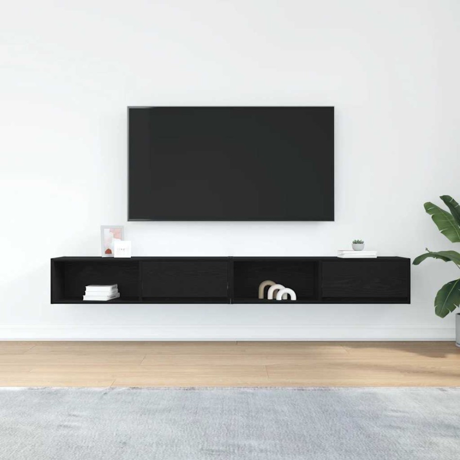 Muebles de TV 2 uds Roble Negro 100x31x25,5cm Madera