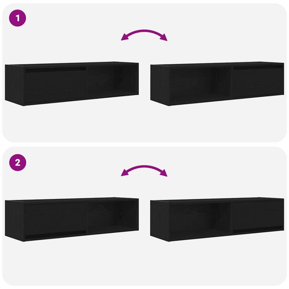 Muebles de TV 2 uds Roble Negro 100x31x25,5cm Madera