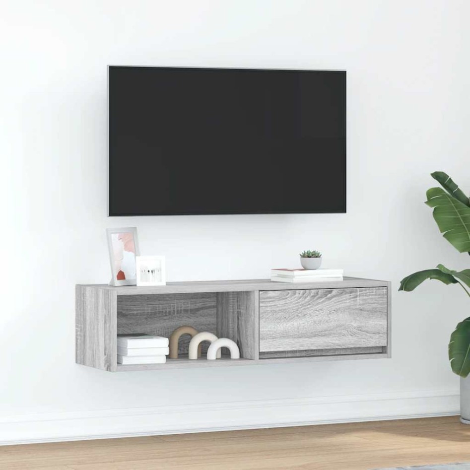 Mueble de TV Sonoma gris 100x31x25,5 cm madera de