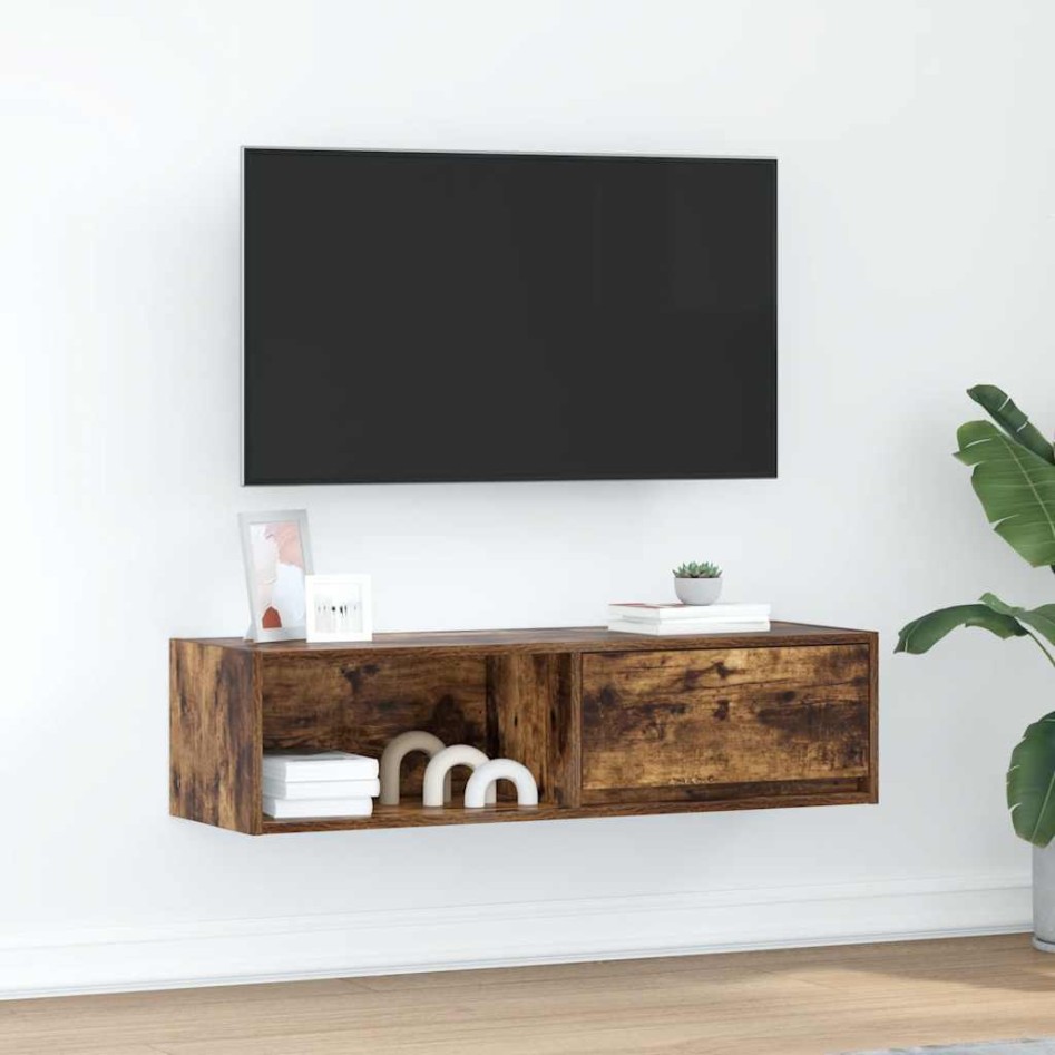 Mueble de TV de roble ahumado 100x31x25,5cm Madera