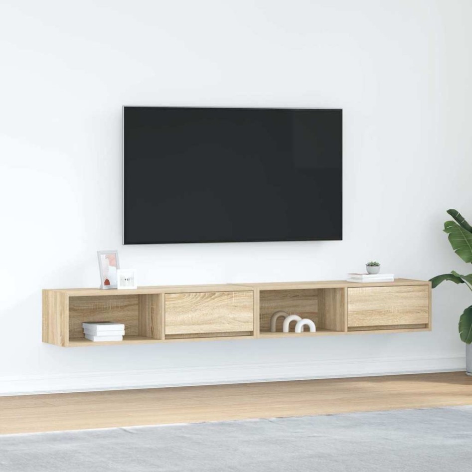 Muebles de TV 2uds Roble Sonoma 100x31x25,5cm Madera