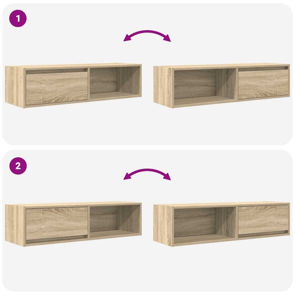 Muebles de TV 2uds Roble Sonoma 100x31x25,5cm Madera