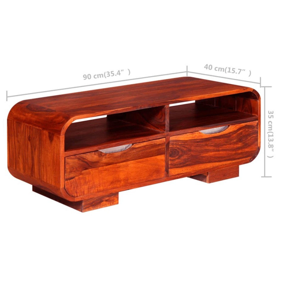 Mesa de centro de madera maciza de sheesham 90x40x35