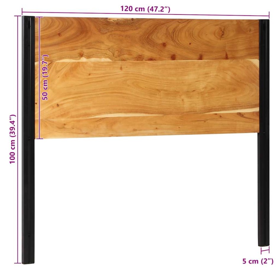 Cabecero 120 cm Madera Maciza Acacia y