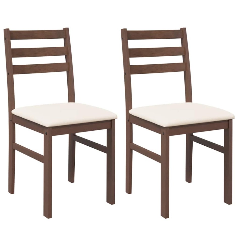 Sillas de comedor con cojines 2 uds madera maciza marrón