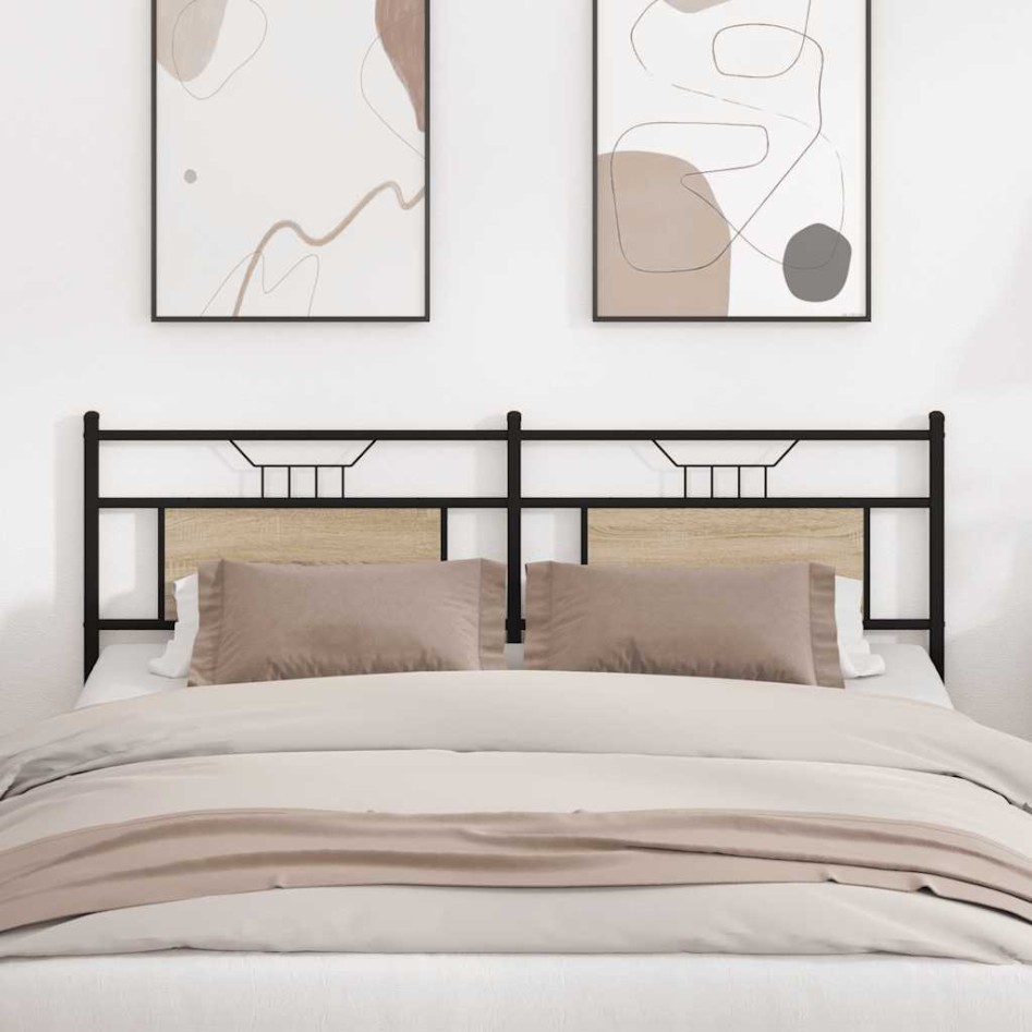 Cabecero de madera de ingeniería y acero roble Sonoma 160