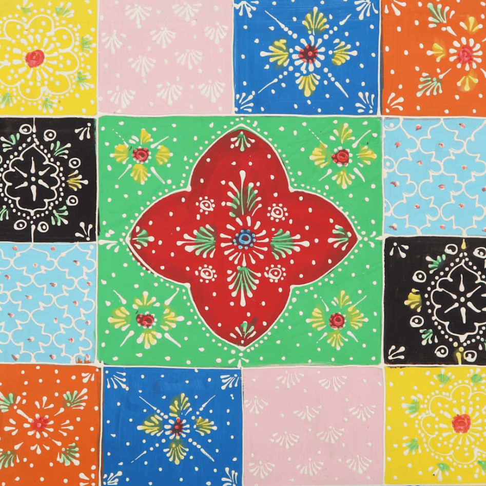 Mesilla de noche multicolor 40x35x45 cm madera maciza