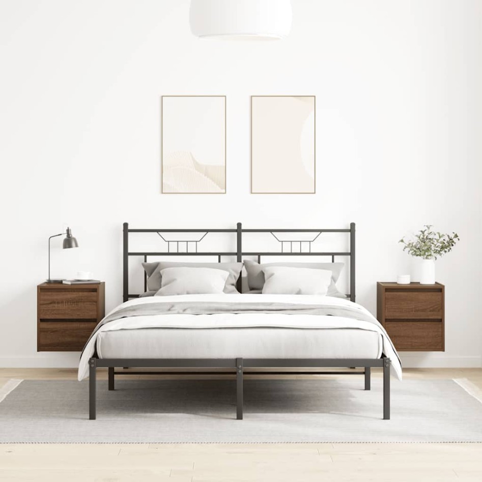 Mesillas de noche de pared 2 uds roble marrón 38x34x40