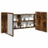 Armario de baño con espejo y luz LED roble ahumado 100x12x45