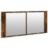 Armario de baño con espejo y luz LED roble ahumado 100x12x45