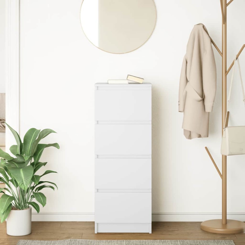 Aparador blanco 37,5x35x99 cm madera de