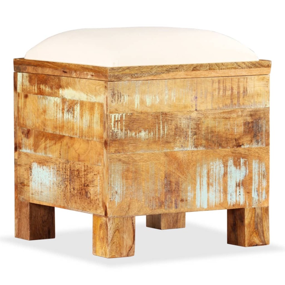Banco de almacenamiento de madera reciclada maciza 40x40x45