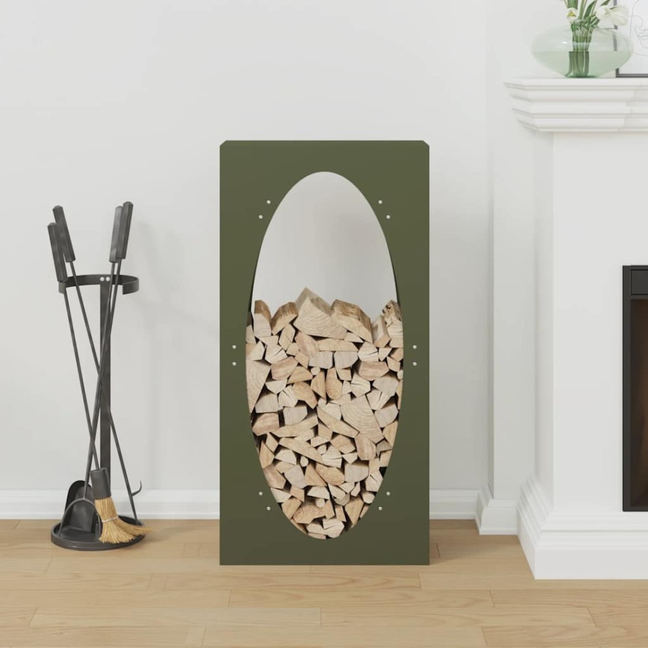 Leñero verde oliva 50x23x100 cm Acero laminado en