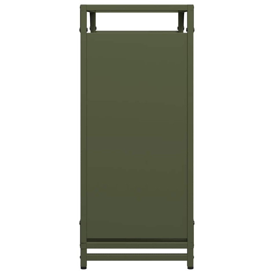 Leñero verde oliva 60x28x65 cm Acero laminado en
