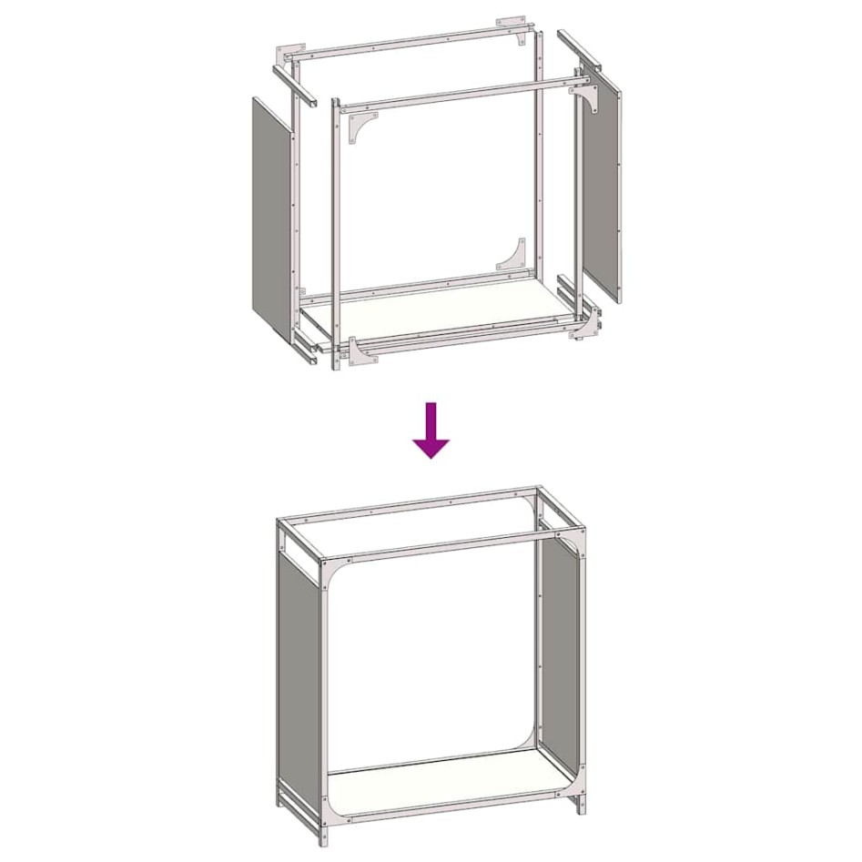 Leñero verde oliva 60x28x65 cm Acero laminado en