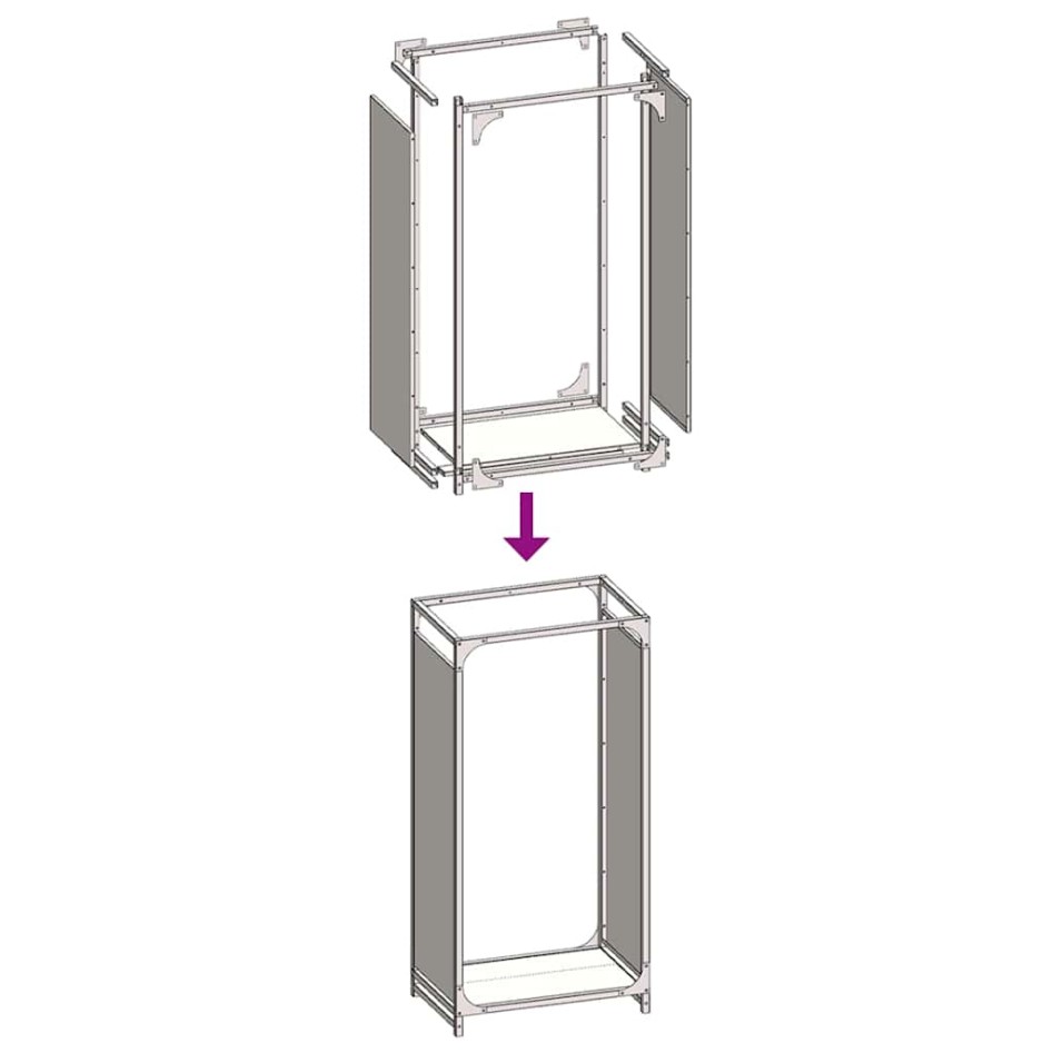 Leñero antracita 44x28x90 cm Acero laminado en