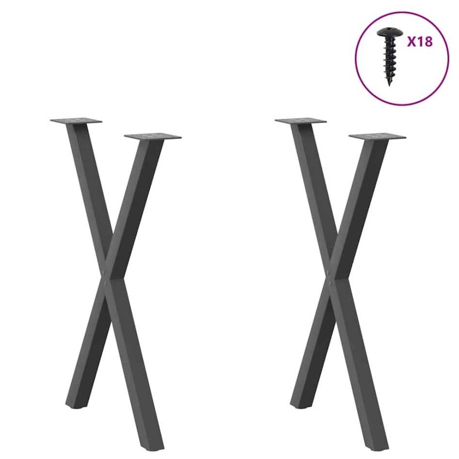 Patas para mesa comedor forma X 2uds antracita 57x(72-73)