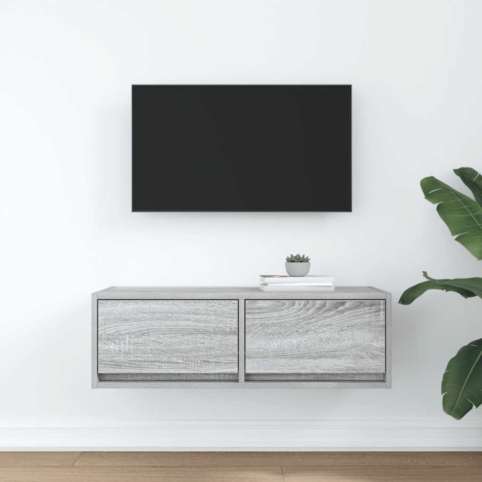 Mueble de TV madera de ingeniería gris Sonoma 80x31x25,5