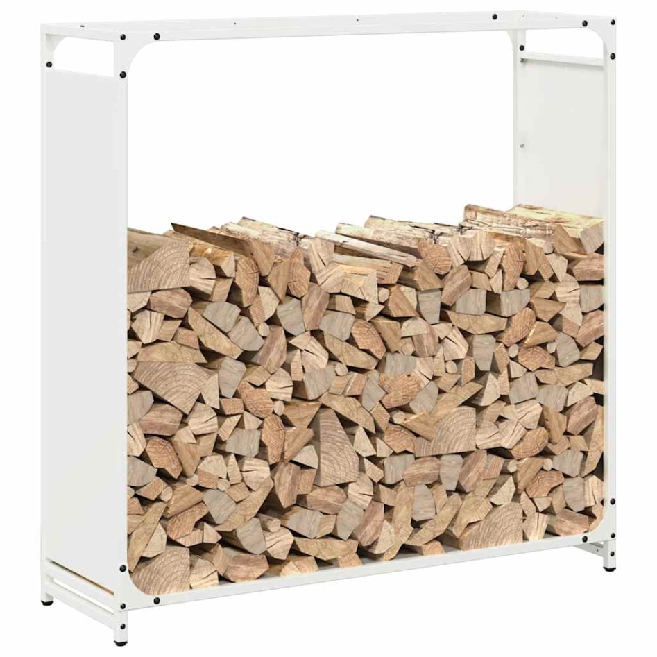 Leñero blanco 90x28x90 cm Acero laminado en