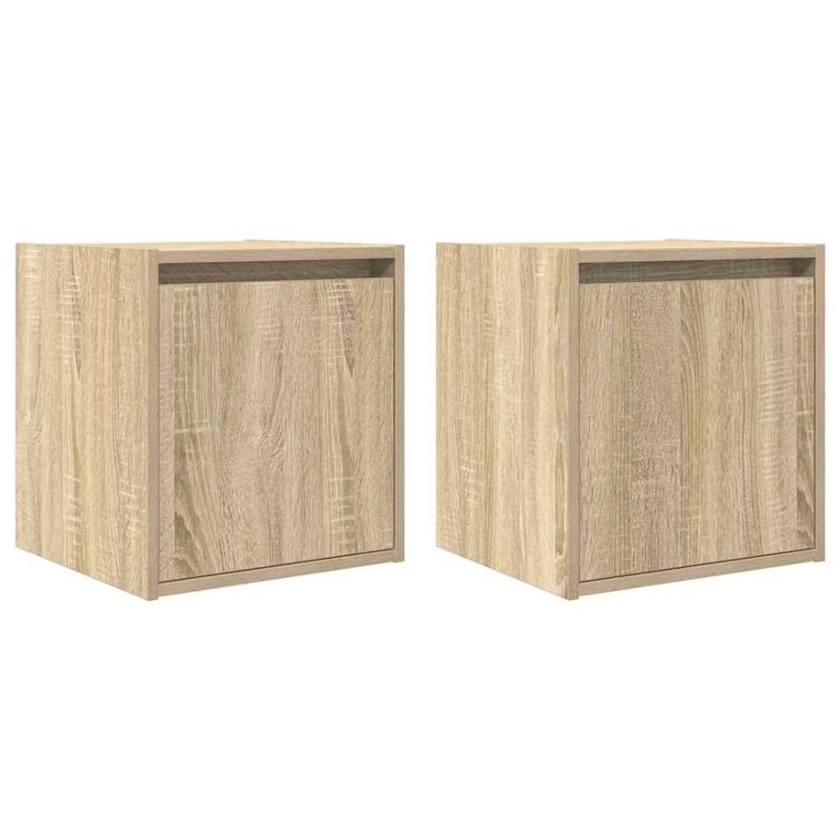 Mesillas de noche de pared 2 uds roble Sonoma 38x34x40