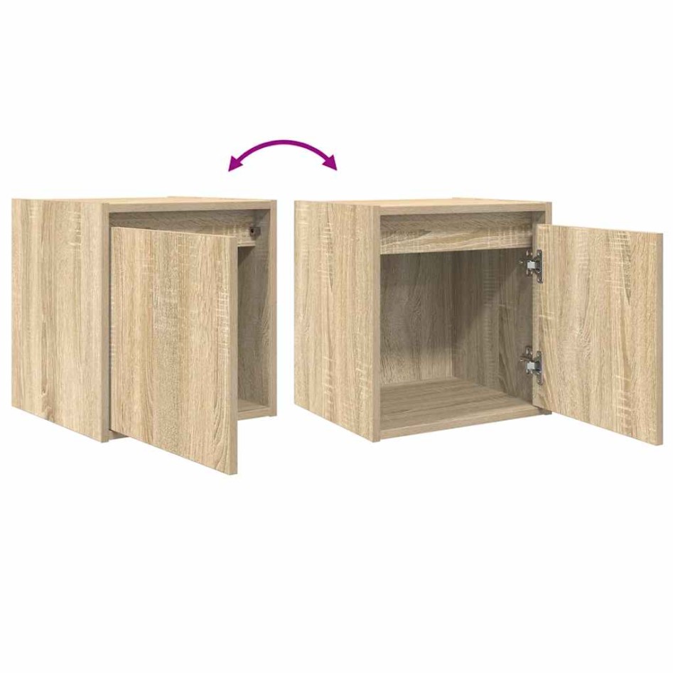 Mesillas de noche de pared 2 uds roble Sonoma 38x34x40