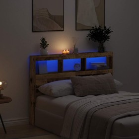Cabecero de cama con LED madera vieja 140x17x102
