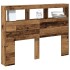 Cabecero de cama con LED madera vieja 140x17x102