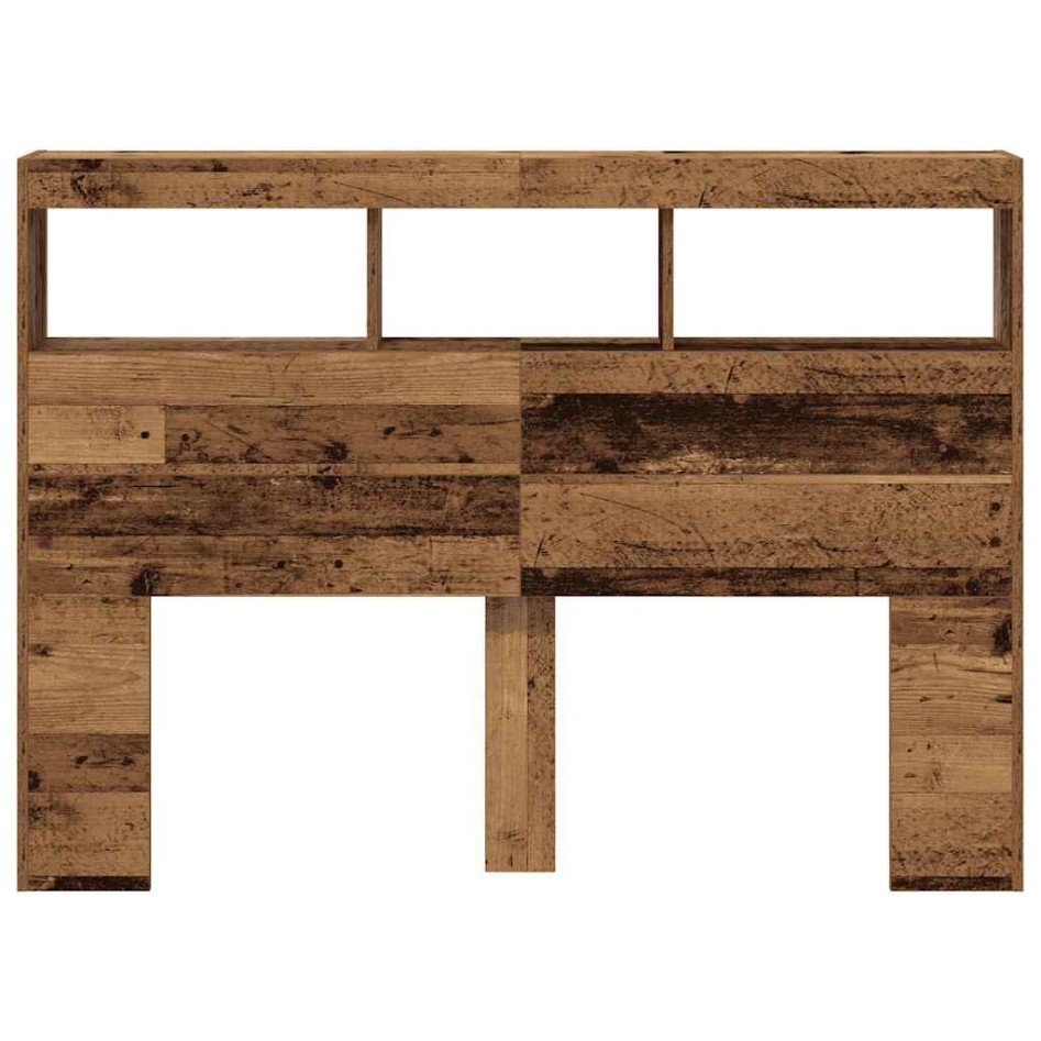 Cabecero de cama con LED madera vieja 140x17x102