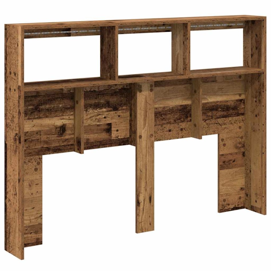 Cabecero de cama con LED madera vieja 140x17x102