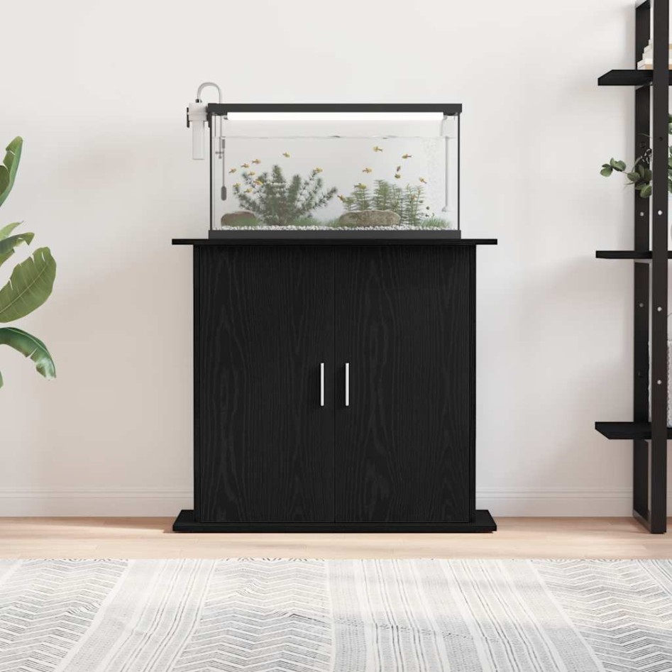 Soporte para acuario de madera de roble negro 81x36x73