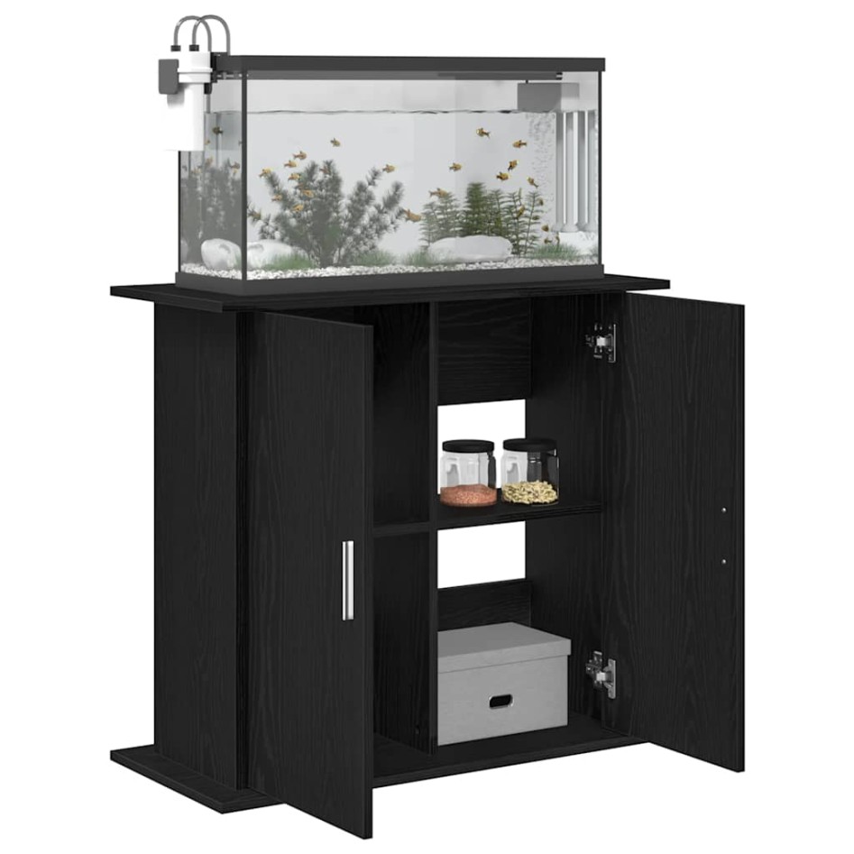 Soporte para acuario de madera de roble negro 81x36x73