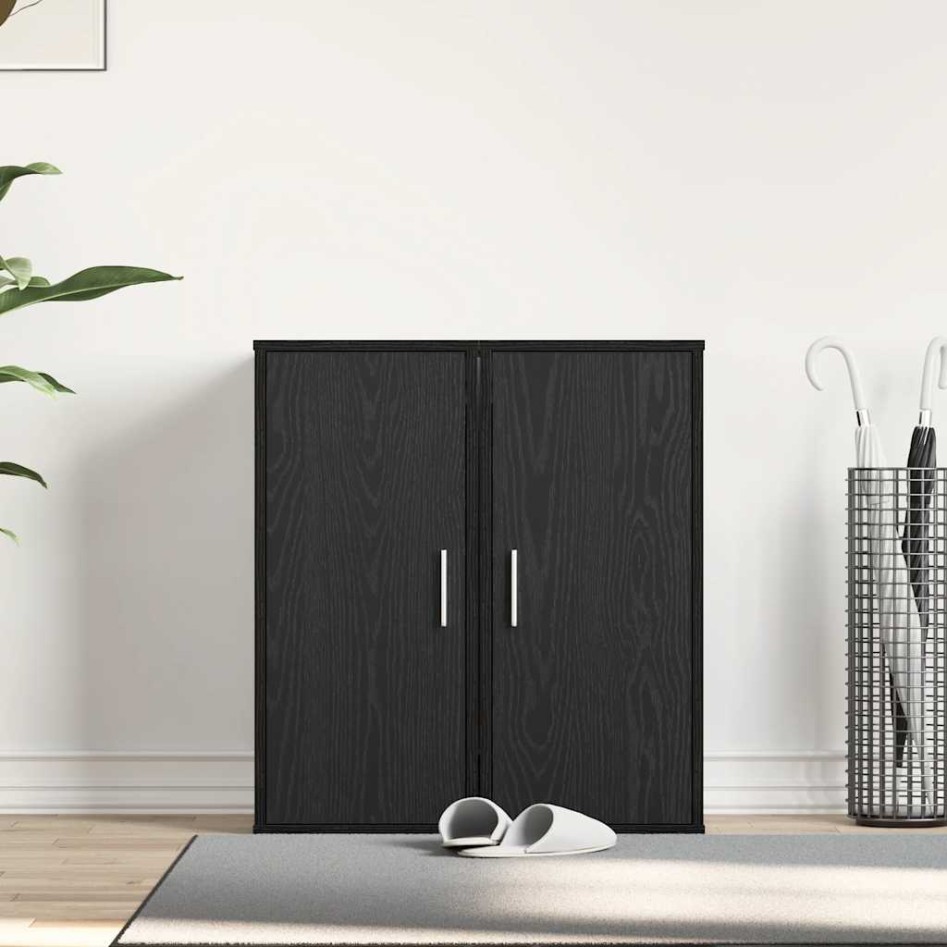 Zapateros 2 uds roble negro 32x35x70 cm madera de