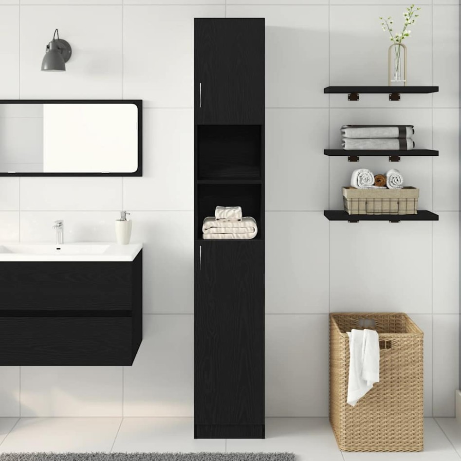 Mueble de baño de madera de roble negro 32x25,5x190