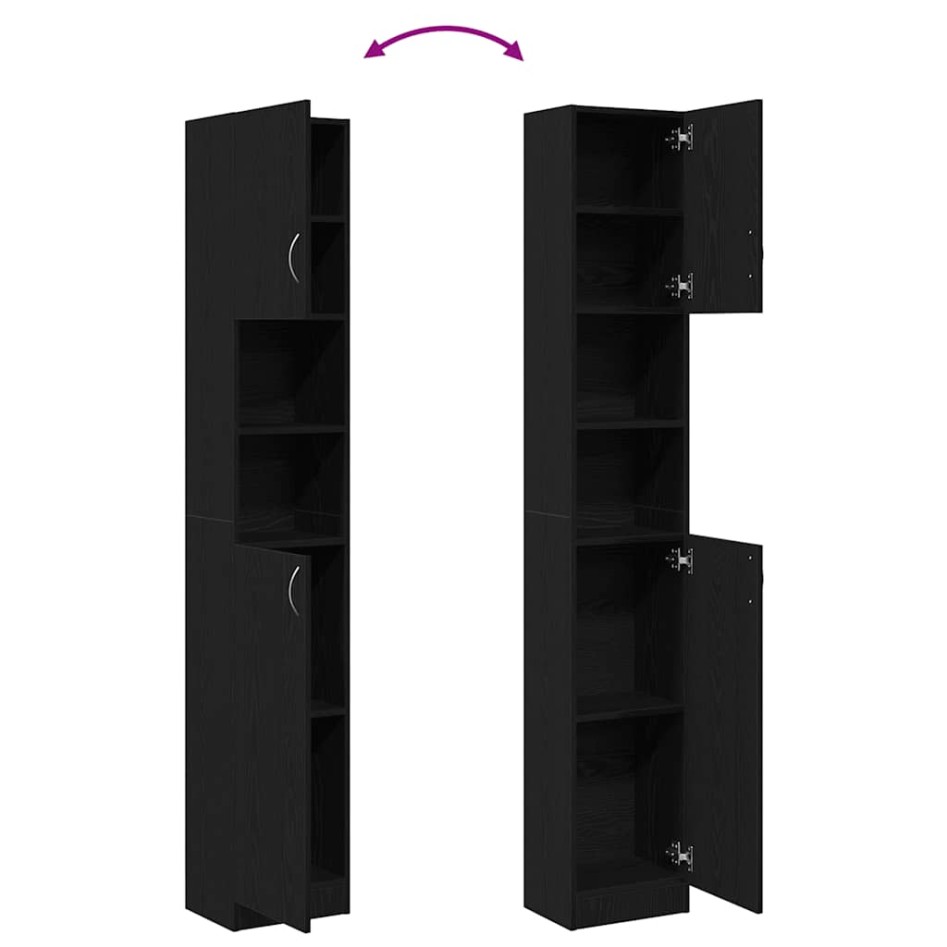 Mueble de baño de madera de roble negro 32x25,5x190