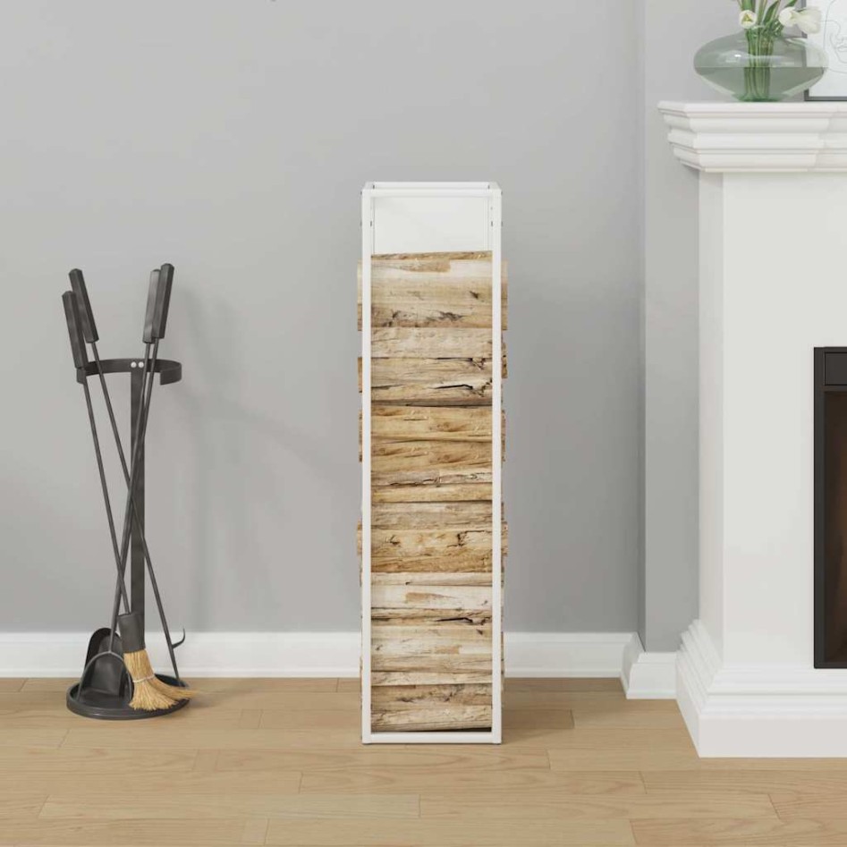 Leñero blanco 25x25x100 cm Acero laminado en