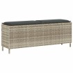 Banco jardín con cojín ratán sintético gris claro 110x30x40,5cm
