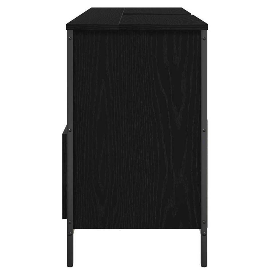 Mueble de baño con lavabo y cajones roble negro 90x34,5x60