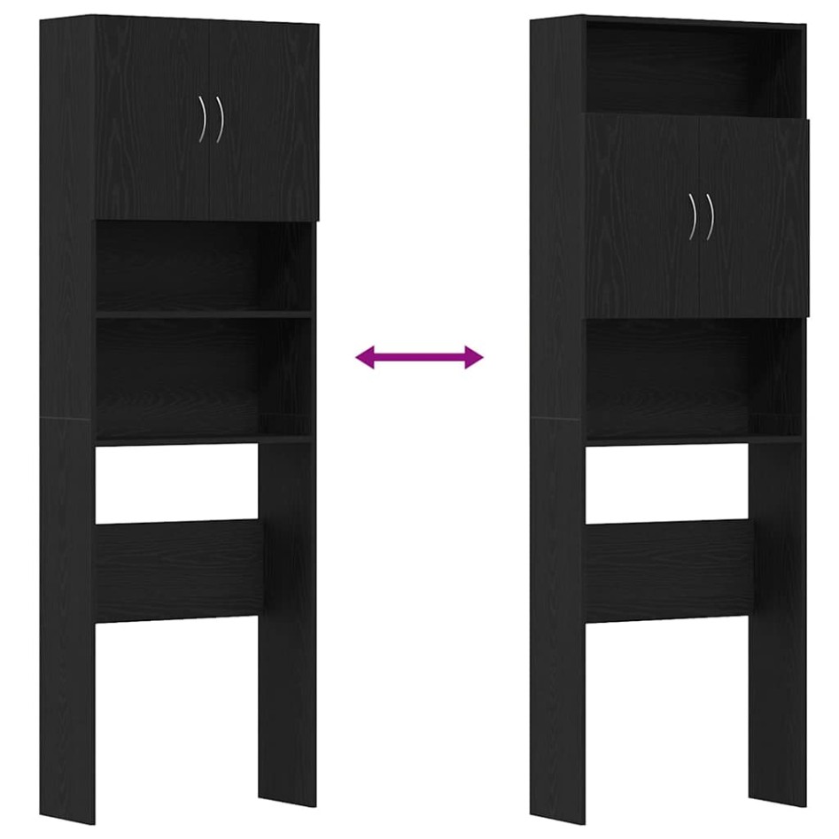 Mueble para lavadora de madera de roble negro 64x24x190