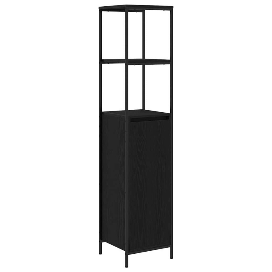 Mueble de baño con estantes roble negro 36x35x165