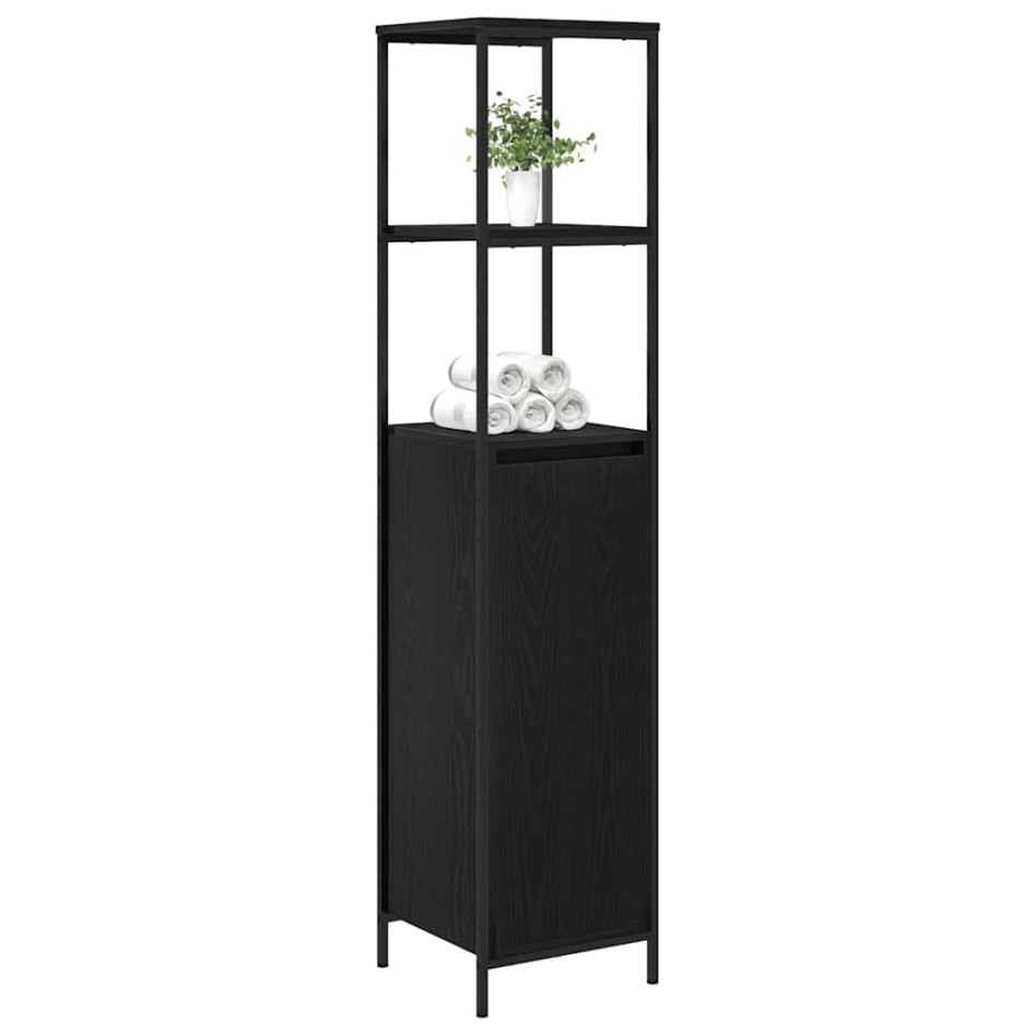 Mueble de baño con estantes roble negro 36x35x165